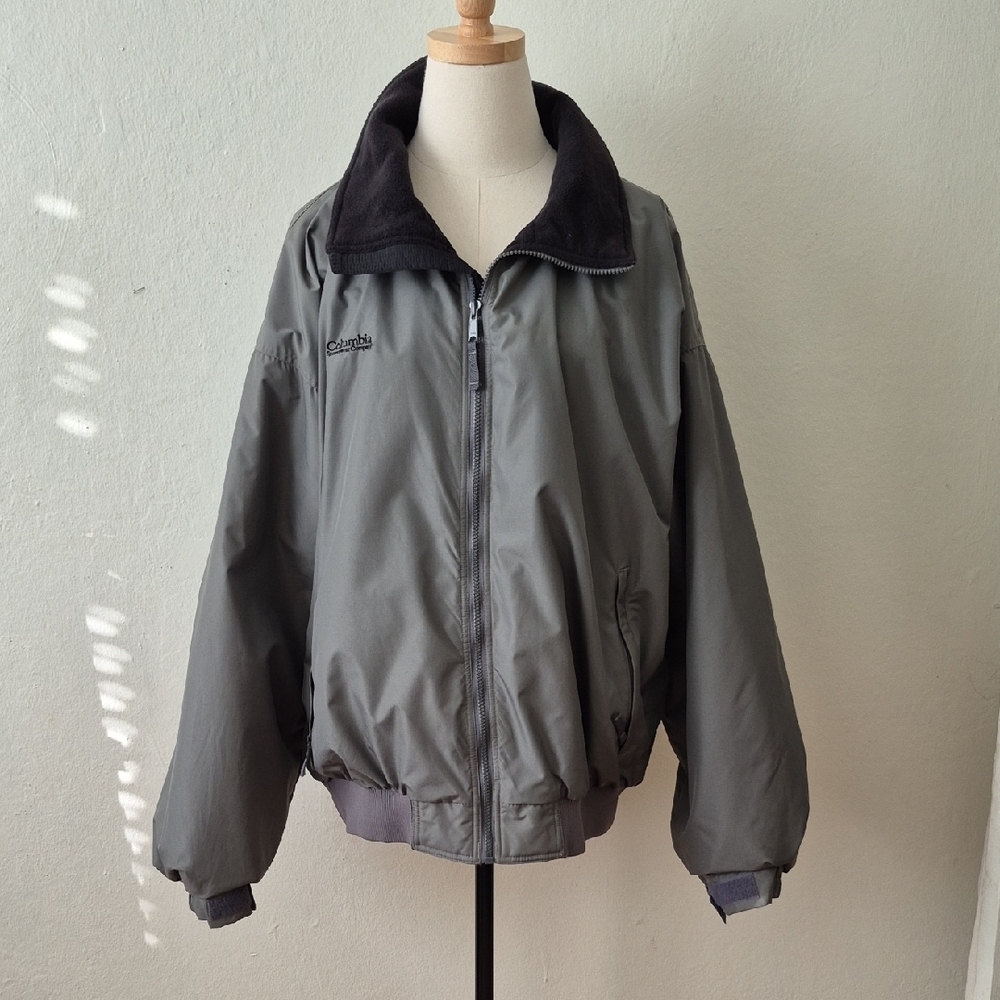 COLUMBIA Sportswear Light Grey Bomber Jacket Men's Fleece Lined Sz XL